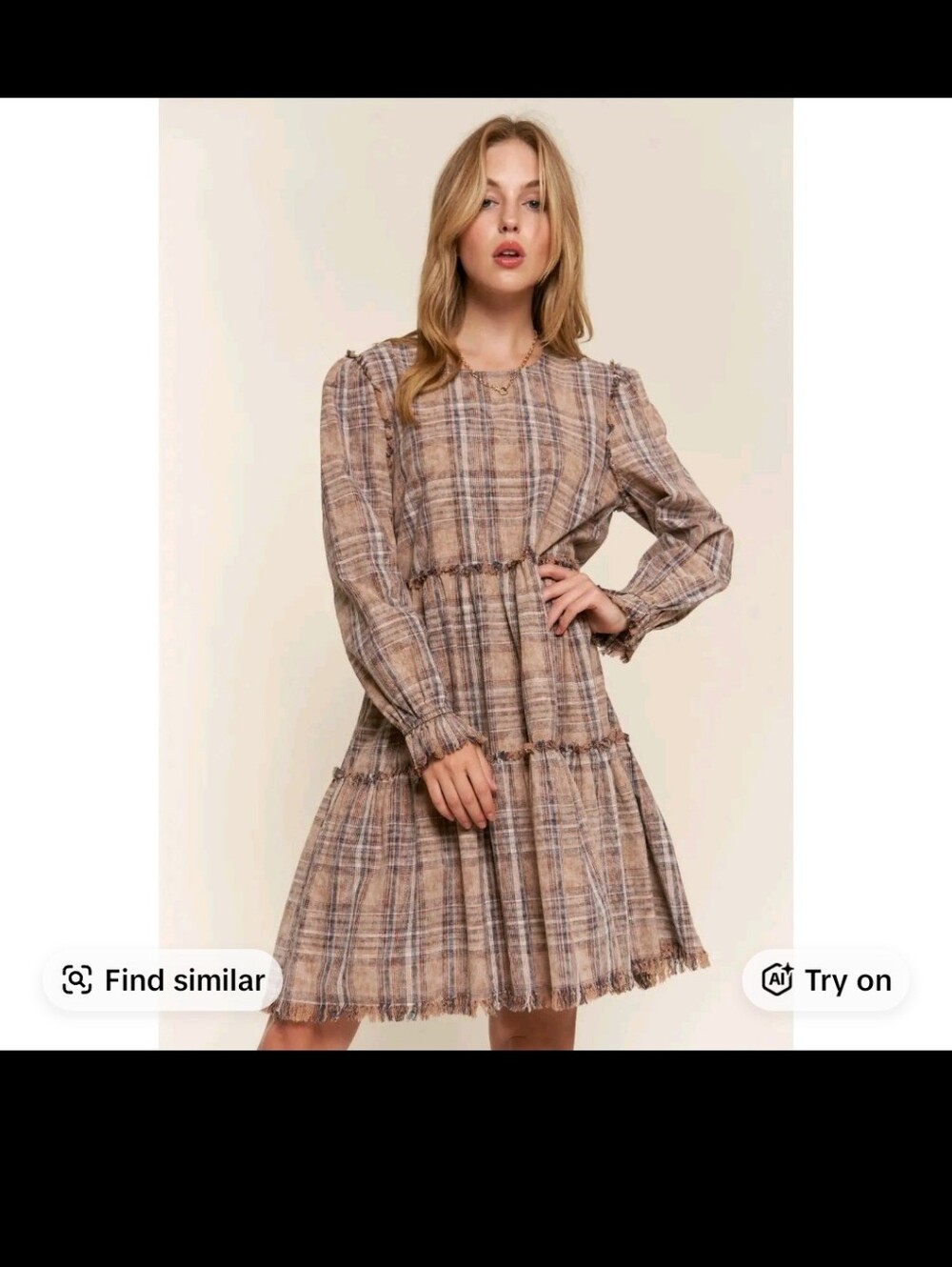andthewhy Bue Tiered Plaid Dress